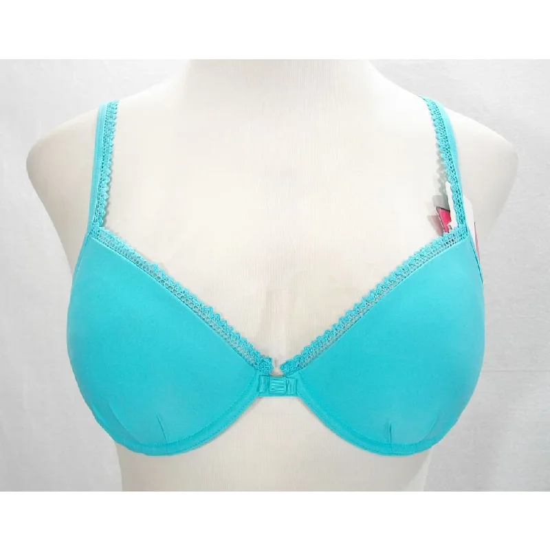 Lily Of France 2175210 French Charm Push Up Underwire Bra 36C Aqua Chiffon NWT