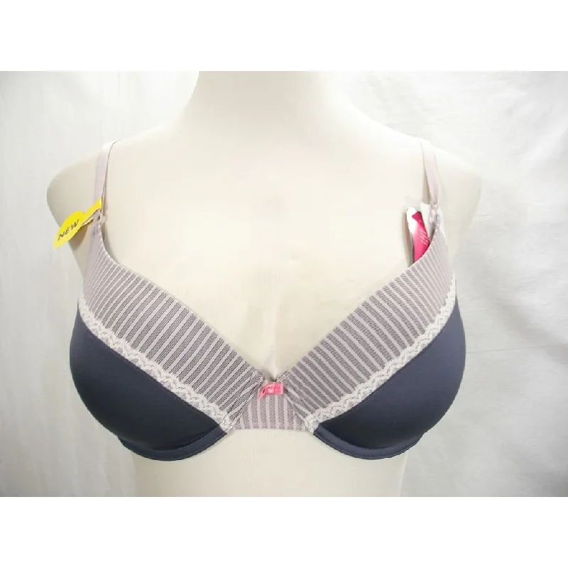 Lily of France 2175257 French Charm Underwire Bra 36A Gray & Ivory Stripe NWT