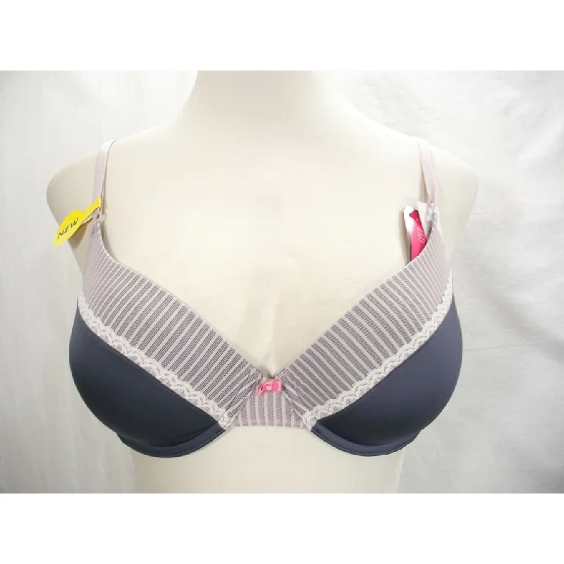 Lily of France 2175257 French Charm Underwire Bra 36C Gray & Ivory Stripe NWT