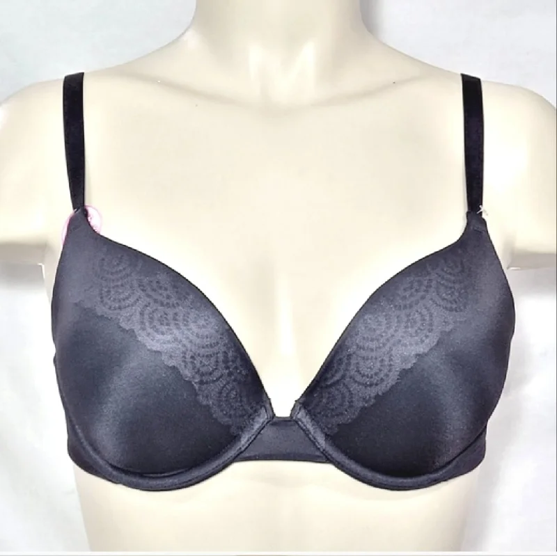 Lily of France 2175300 Smooth & Sleek Push Up Underwire Bra 34B Black NWT