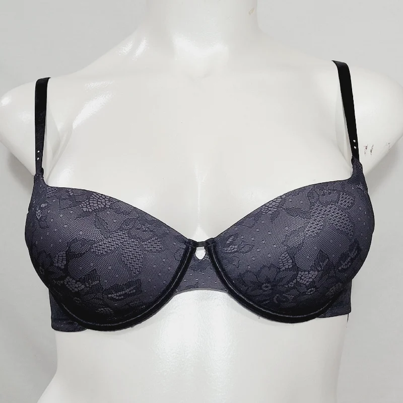 Lily of France 2175780 Your Perfect Lace Push Up Underwire Bra 38B Black NWT