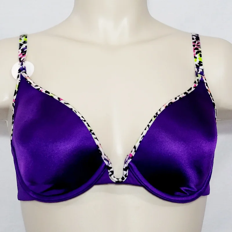 Lily Of France 2177200 Extreme U-Plunge Underwire Bra 34D Purple NWT