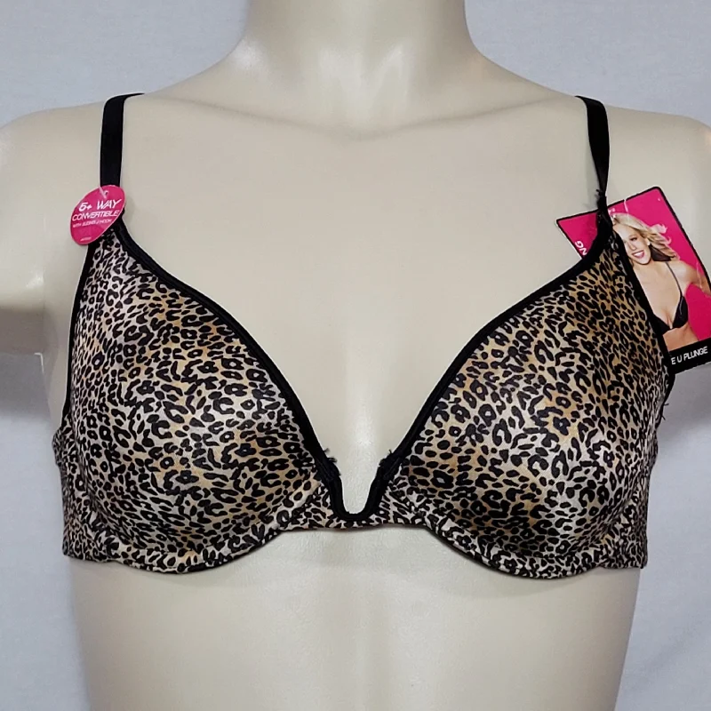 Lily Of France 2177200 Extreme U-Plunge Underwire Bra 36D Animal Print NWT