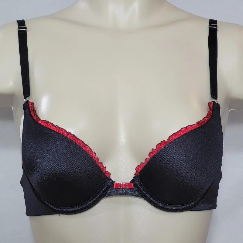 Lily of France 2179101 Ego Boost Push-Up Bra 32A Black with Red Trim NWT