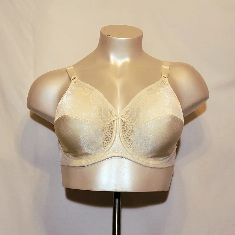 Lilyette 418 Satin & Lace  Minimizer Underwire Bra 42D Ivory NEW WITHOUT TAGS