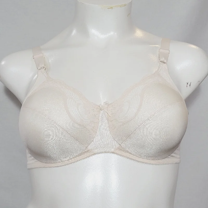 Lilyette 811 Satin & Lace Divided Cup Underwire Bra 34D Ivory