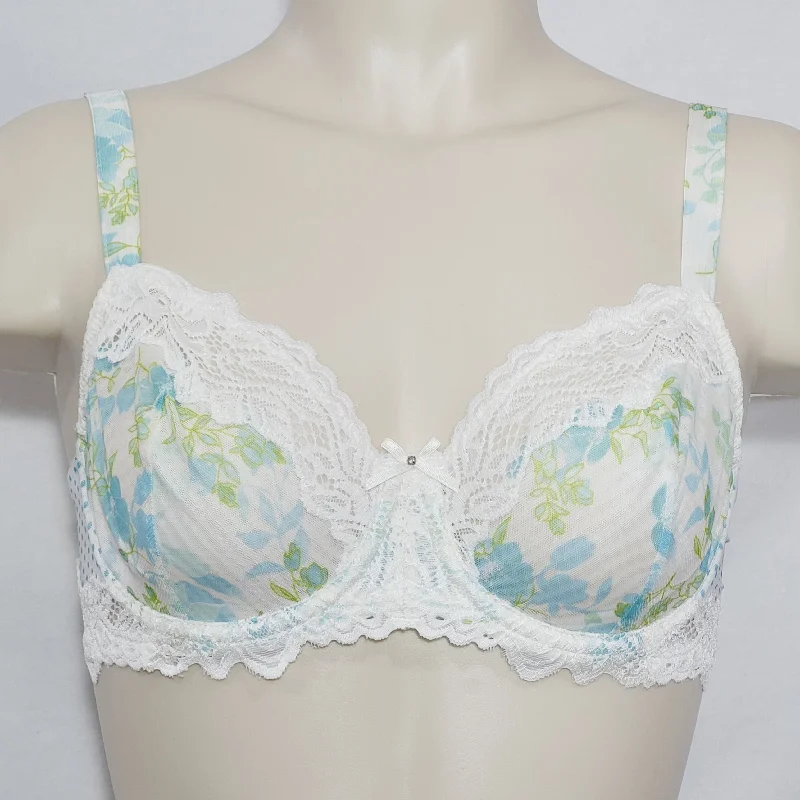Lunaire Whimsy 15211 Barbados Sexy Basic Semi Sheer Lace UW Bra 34C Blue Floral
