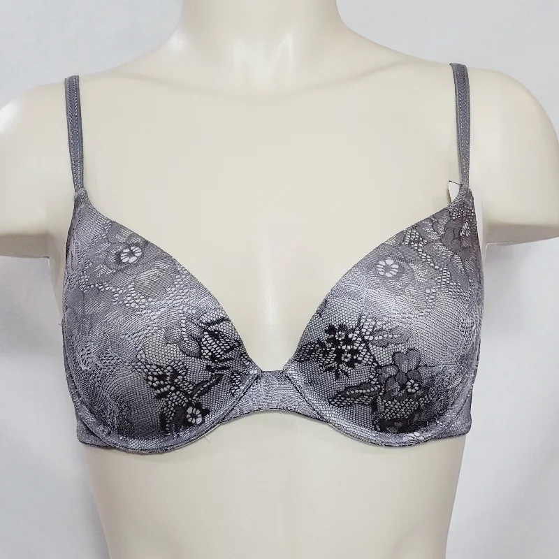 Maidenform 05103 5103 Self Expressions Custom Lift with Lace Bra 34C Gray NWT