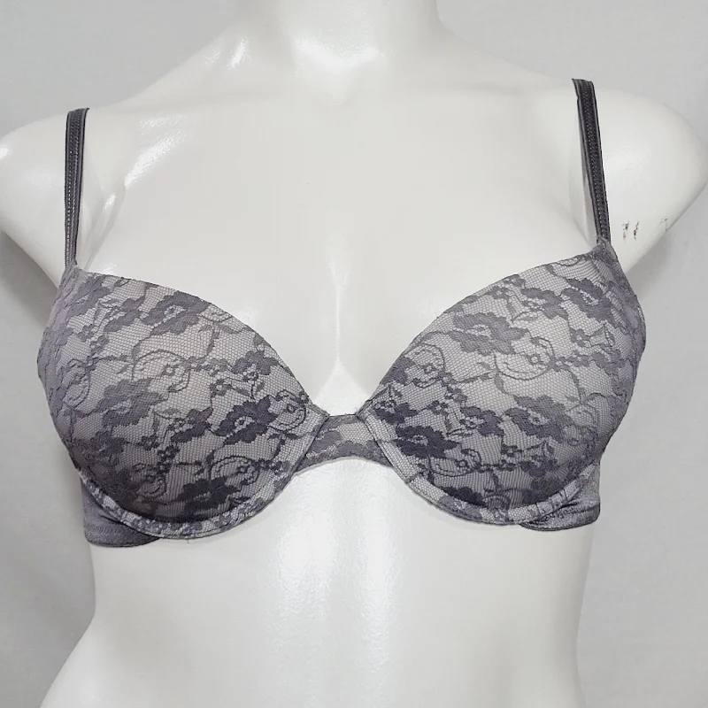 Maidenform 05103 5103 Self Expressions I-Fit Custom Lift with Lace Underwire Bra 38B Gray NWT