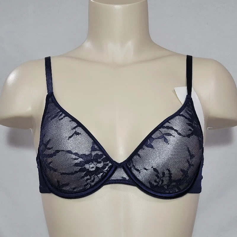 Maidenform 7312 Lace Embellished One Fabulous Fit UW Bra 38C Navy Blue NWT