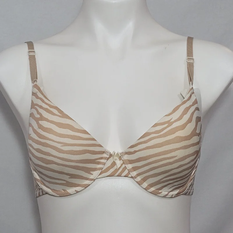 Maidenform 7900/7959 One Fabulous Fit Demi UW Bra 34C Beige Ivory Zebra Print