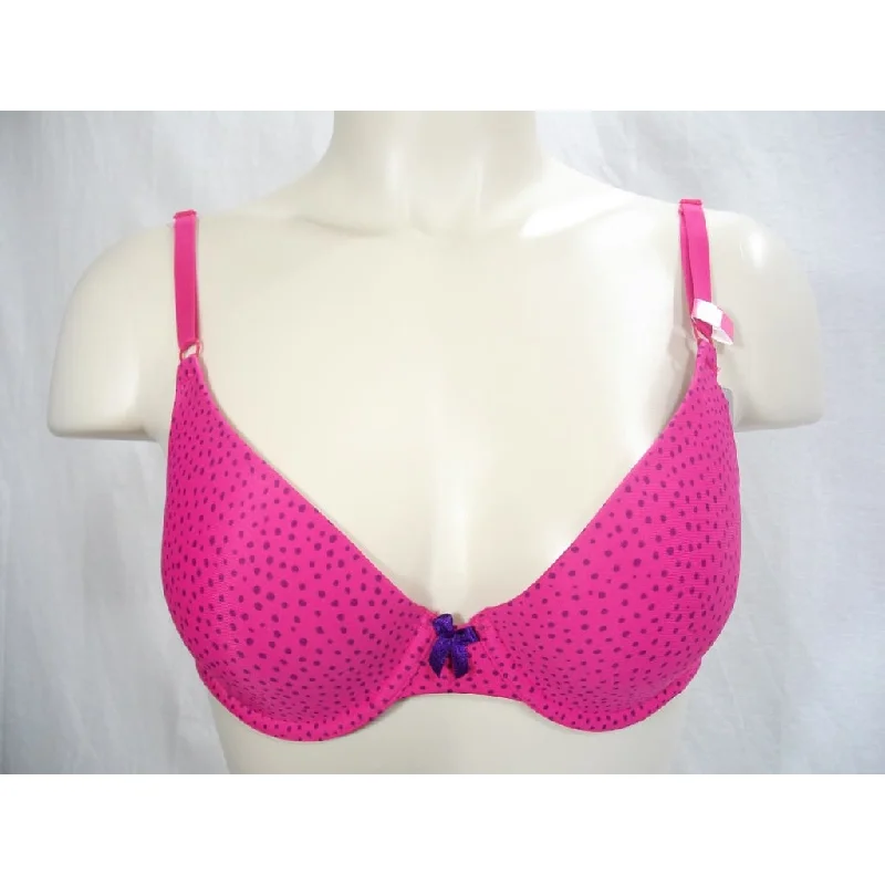 Maidenform 7959 One Fabulous Fit Demi Underwire Bra 34B Dark Pink Dots NWT