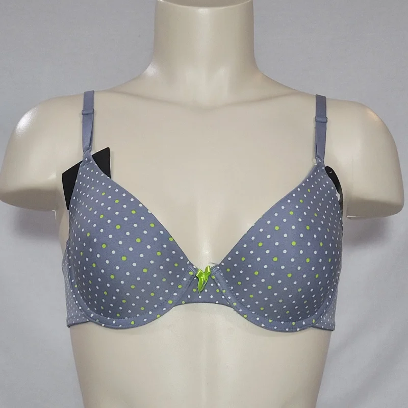 Maidenform 7959 One Fabulous Fit Demi Underwire Bra 34B Gray w/Green Dots NWT