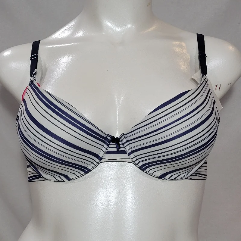 Maidenform 7959 One Fabulous Fit Demi Underwire Bra 34C Navy Blue Stripes NWT