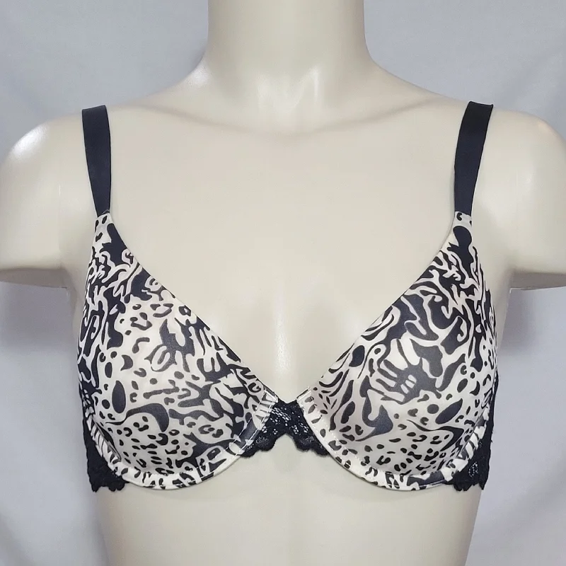 Maidenform 9139 One Fab Fit Decadence Lace Underwire Bra 36D Black Animal Print