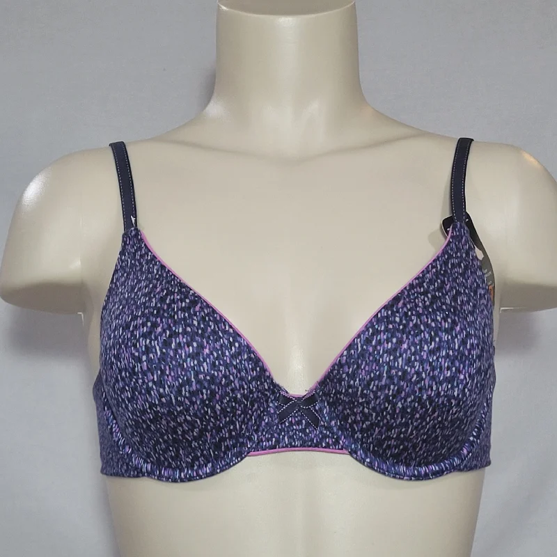 Maidenform 9402 09402 Comfort Devotion Demi Underwire Bra 34B Navy Print NWT