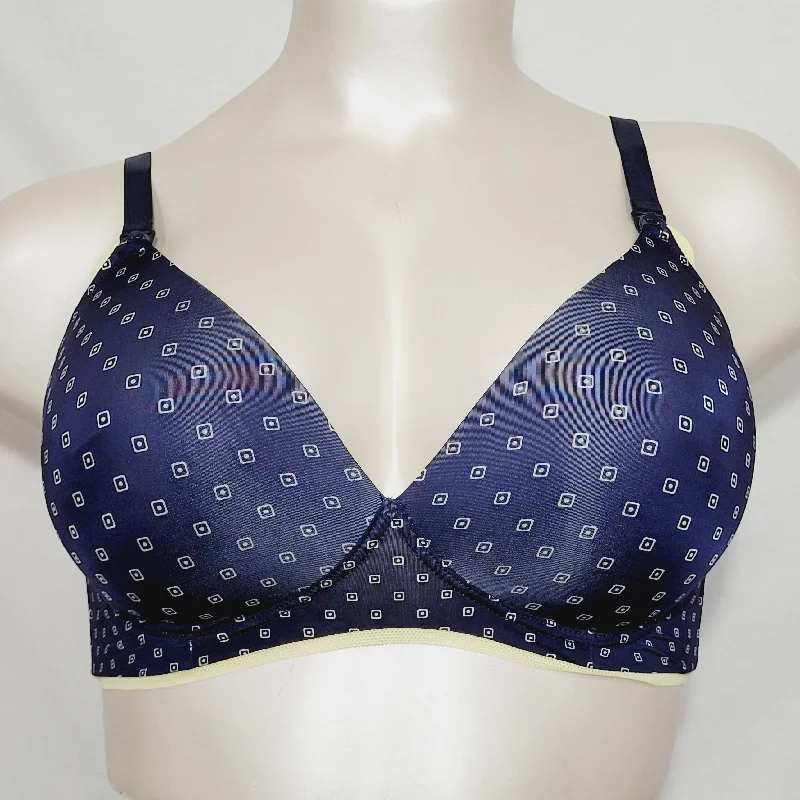 Motherhood Maternity Nursing Wire Free Bra 38E Navy Blue and Lime Green