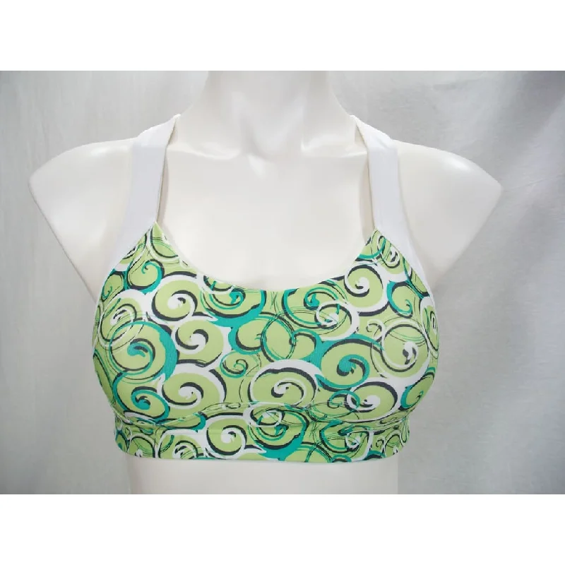 Moving Comfort 350035 Wire Free Sports Bra 34A Green & White Print