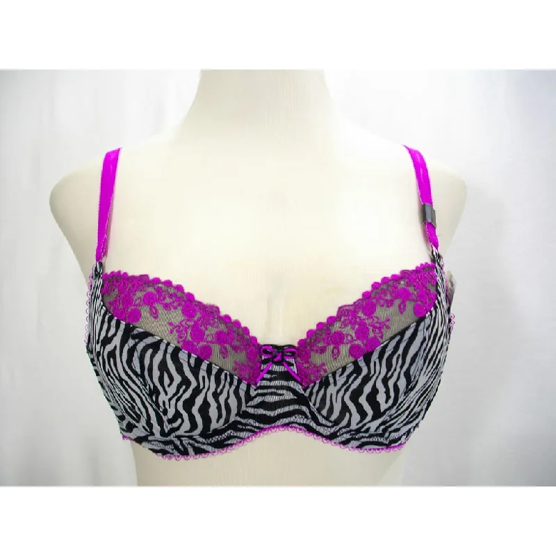 Paramour 115702 by Felina Sweet Revenge Full Busted UW Bra 34C Purple Zebra NWT