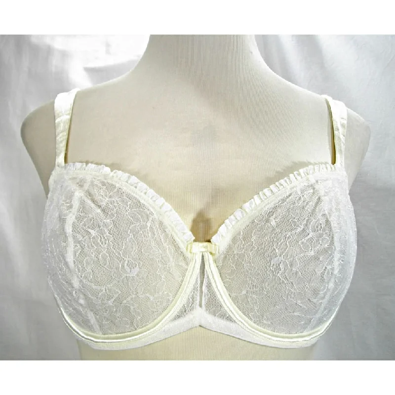 Paramour by Felina 115004 Decadent Semi Demi Sheer Lace Underwire Bra 34D Ivory