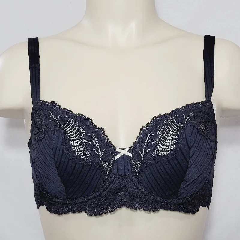 Paramour by Felina 115353 Stripe Delight Full Figure Underwire Bra 38C Black NWT