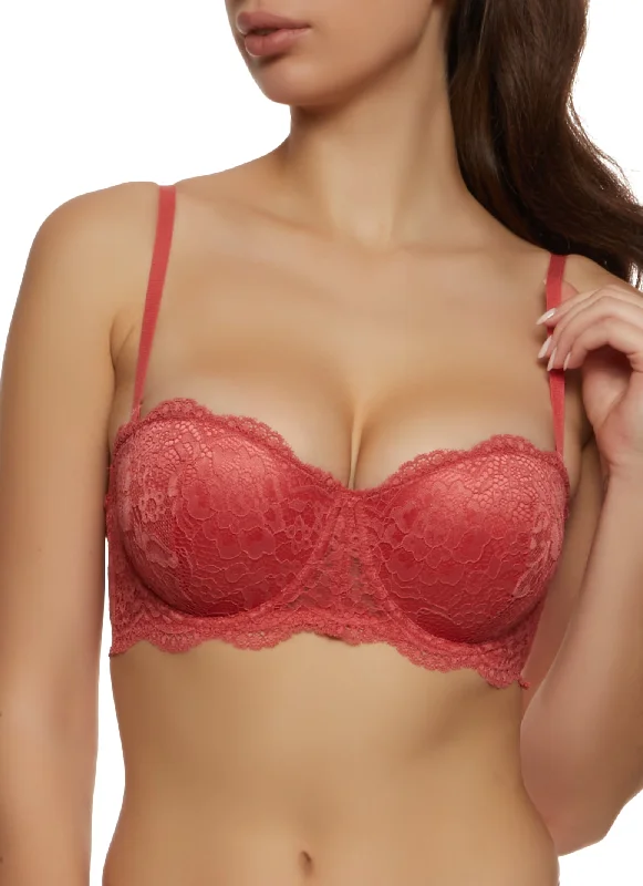 Floral Lace Convertible Push Up Balconette Bra